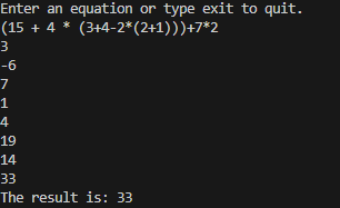 Calculator Solving an Equation